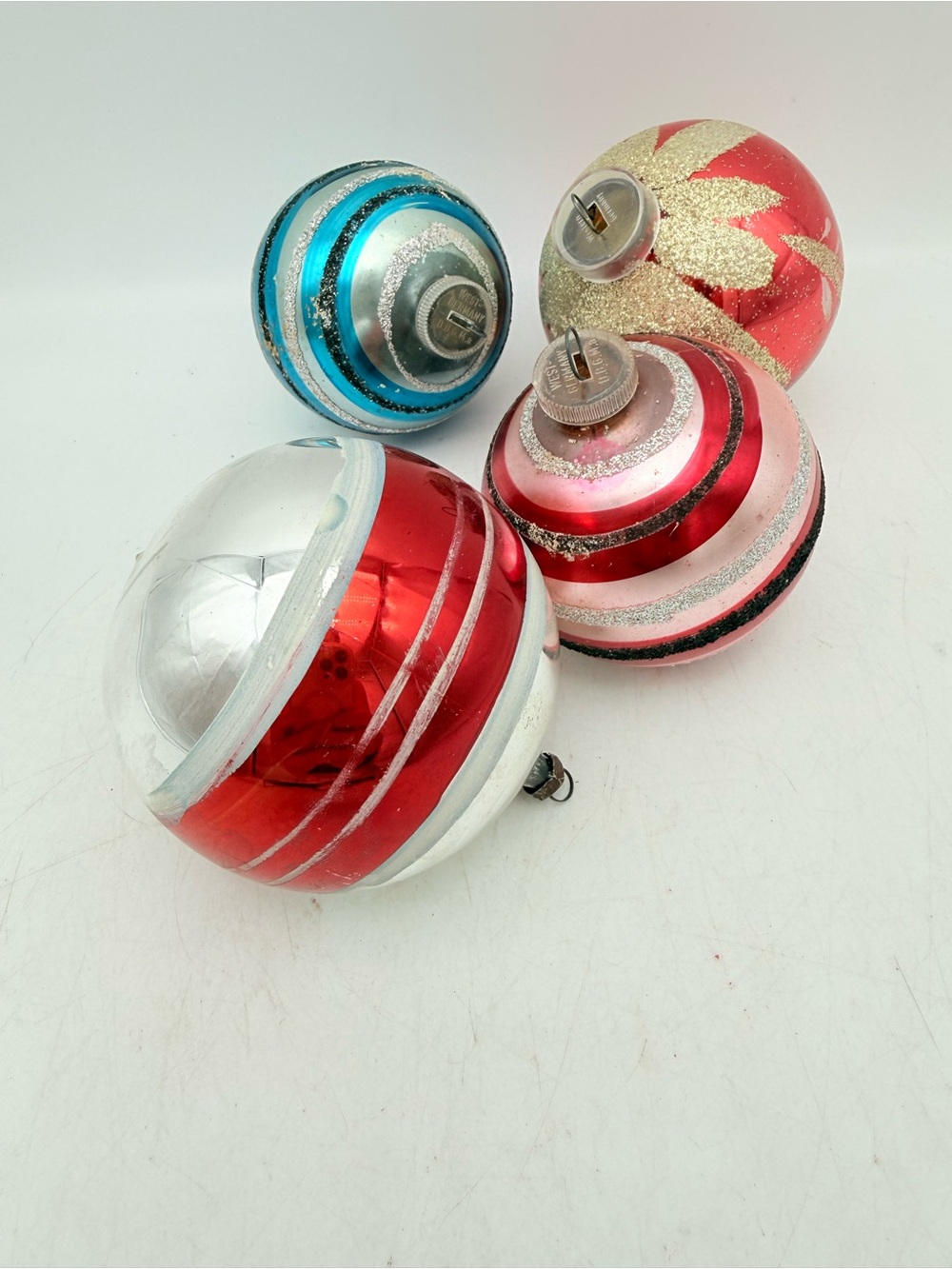 Vintage Glass Holiday Ornaments - Red, Pink, Blue, Gold
